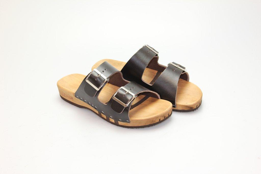 Bewegliche Sandale mit 2 Riemen in Leder