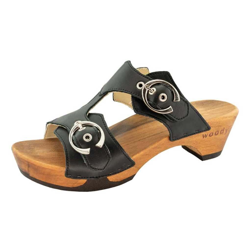 Leonie Damen Clog Pantolette woody® - Schwarz / 36
