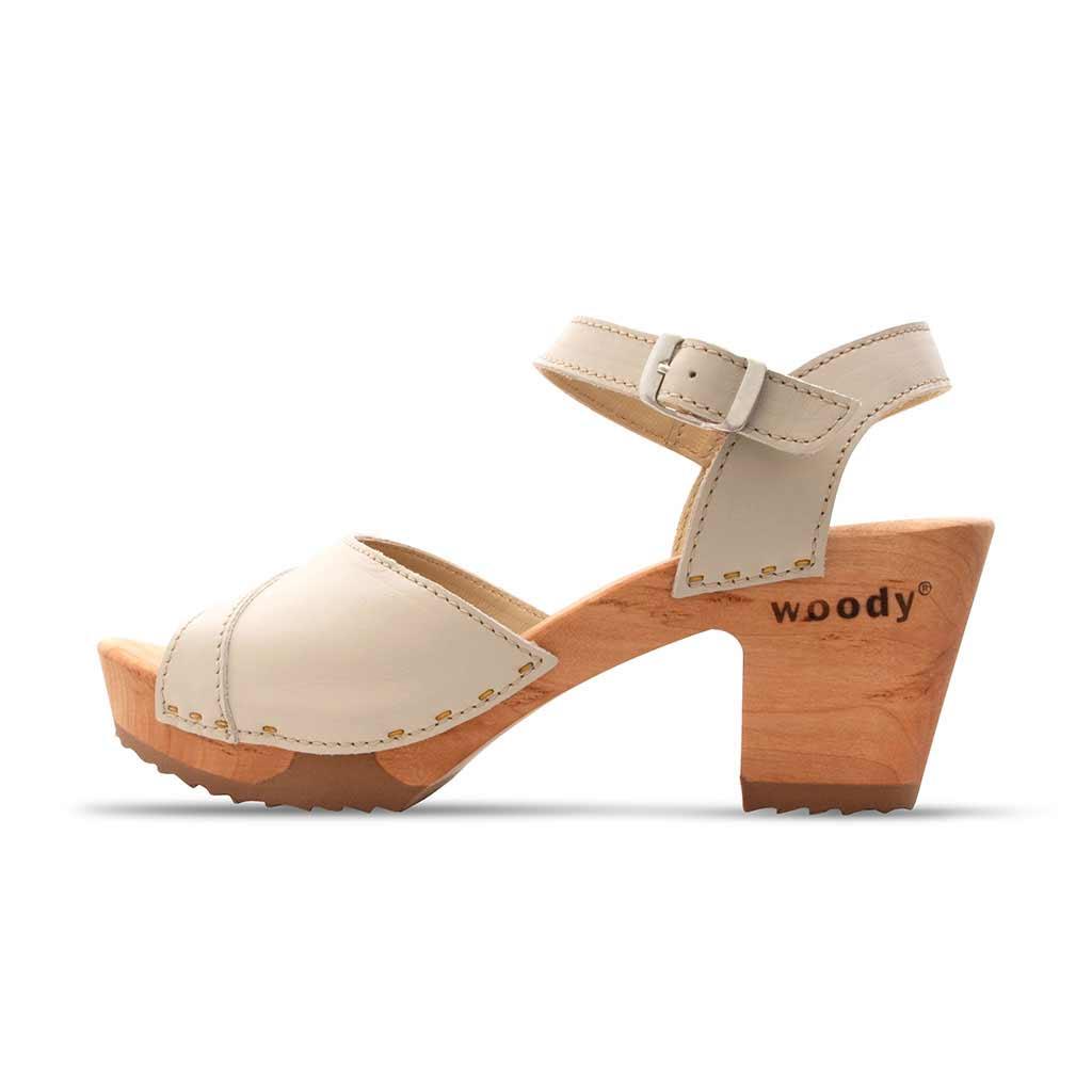 Yara Damen Clog Sandalette woody® - Creme / 36