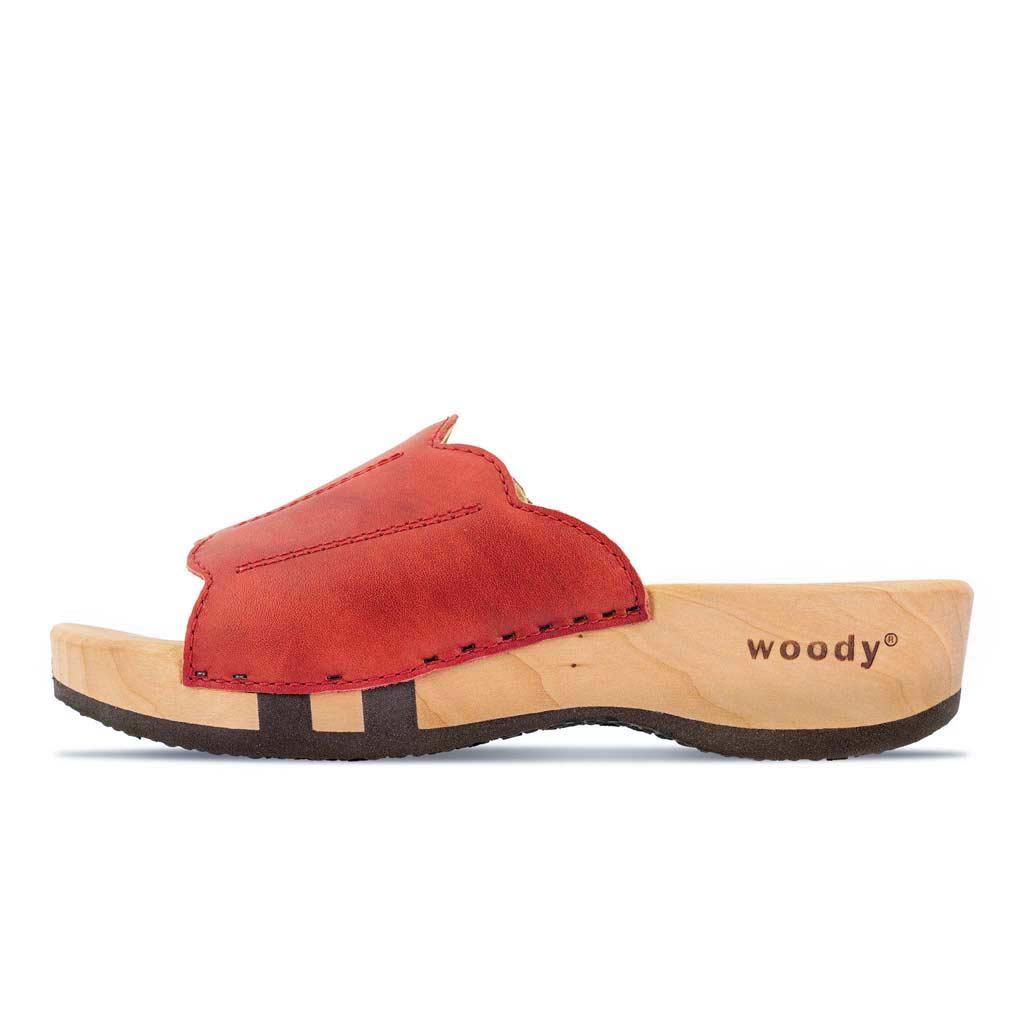 Anna Damen Clog Pantolette woody® - Rosso / 36