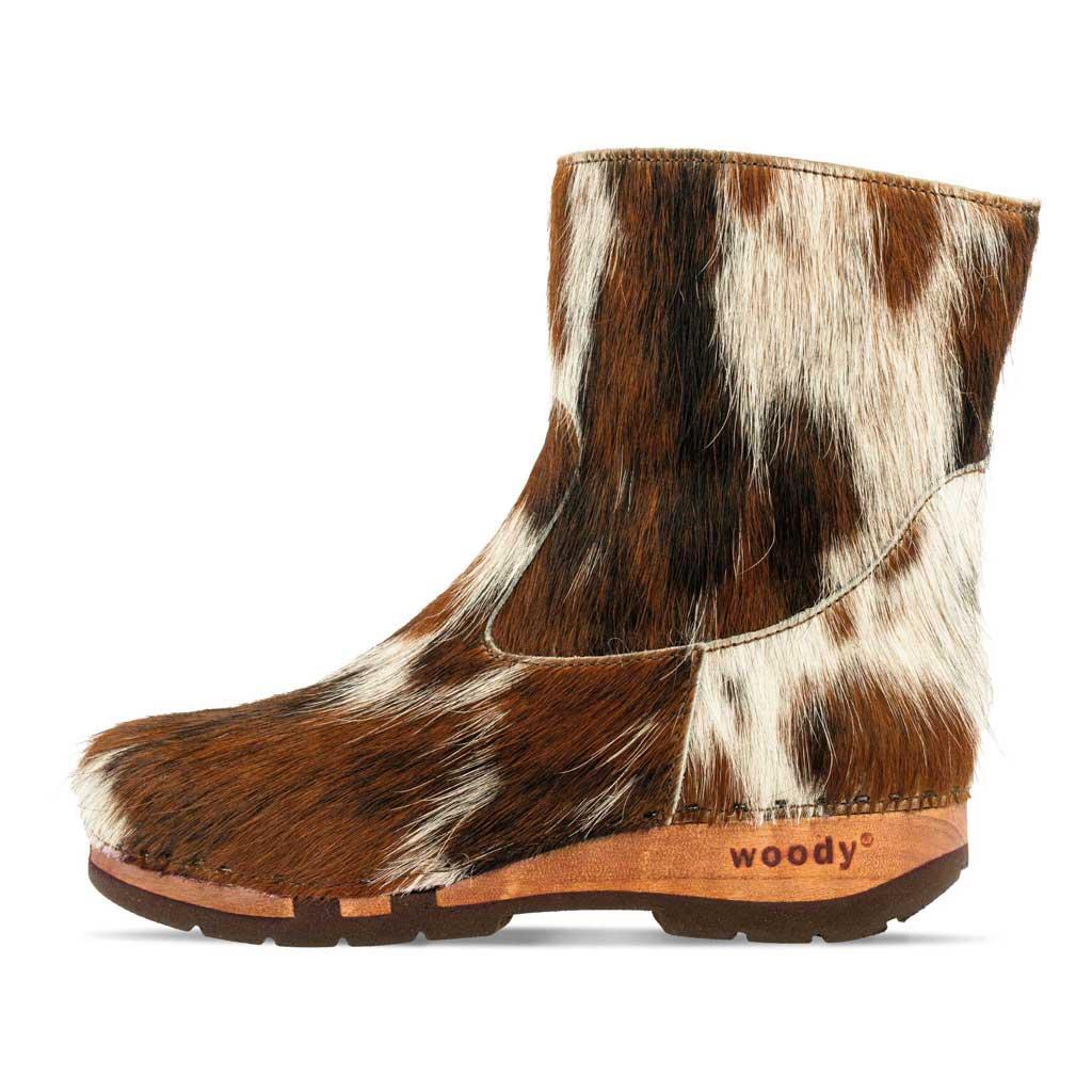 Sandra Damen Clog Stieflette woody® - Natur Fell / 36