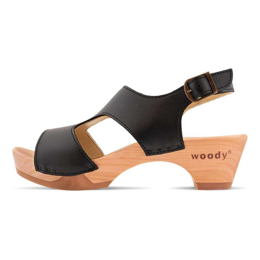 Lucia Damen Clog Sandalette woody® - Schwarz / 36